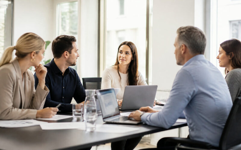 Fotorealistisches Beitragsbild zu "Ergonomische Computer-Arbeitsplatz-Gestaltung" mit Österreich-Bezug