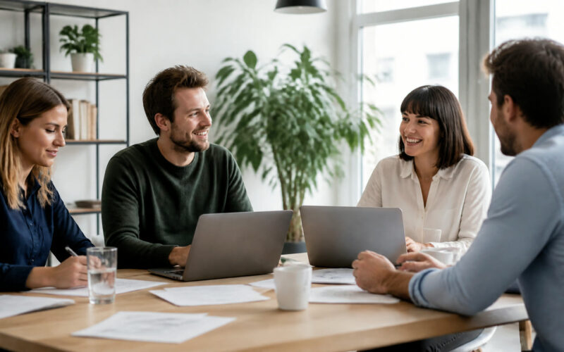 Fotorealistisches Beitragsbild zu "Das eigene Büro dekorieren" mit Österreich-Bezug