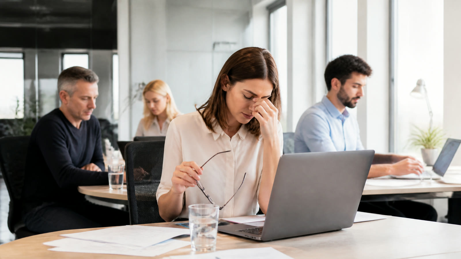 Fotorealistisches Beitragsbild zu "Bildschirmarbeit: Tipps und Tricks, um Augenmüdigkeit vorzubeugen" mit Österreich-Bezug