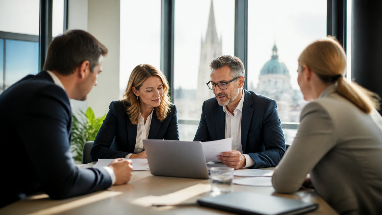 Fotorealistisches Beitragsbild zu "Führungswechsel bei zeb: Wie zwei Top-Manager die Zukunft der Finanzberatung revolutionieren wollen!" mit Österreich-Bezug