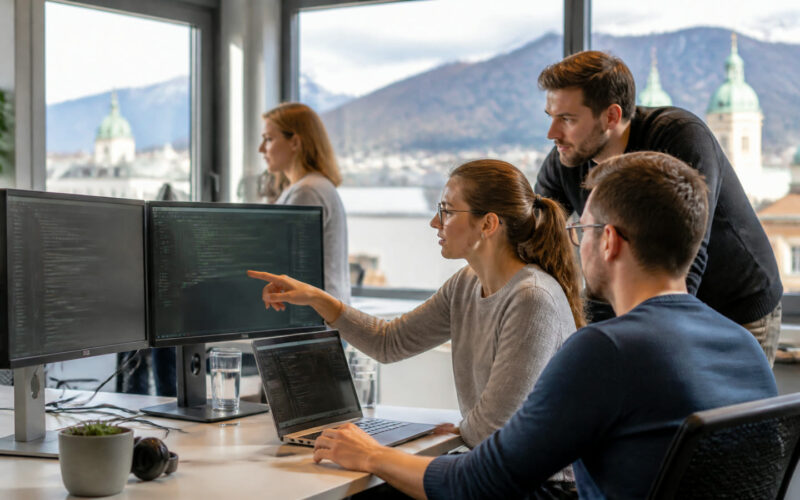 Fotorealistisches Beitragsbild zu "Revolutionäre Forderung: Gesetze mit Ablaufdatum und digitale Behörden für Österreichs Wirtschaft!" mit Österreich-Bezug