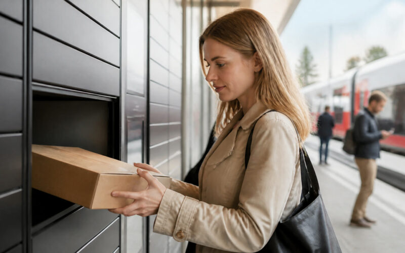 Fotorealistisches Beitragsbild zu "Revolution bei der Post: 50 neue 24/7 Stationen an Bahnhöfen - Was bedeutet das für uns?" mit Österreich-Bezug