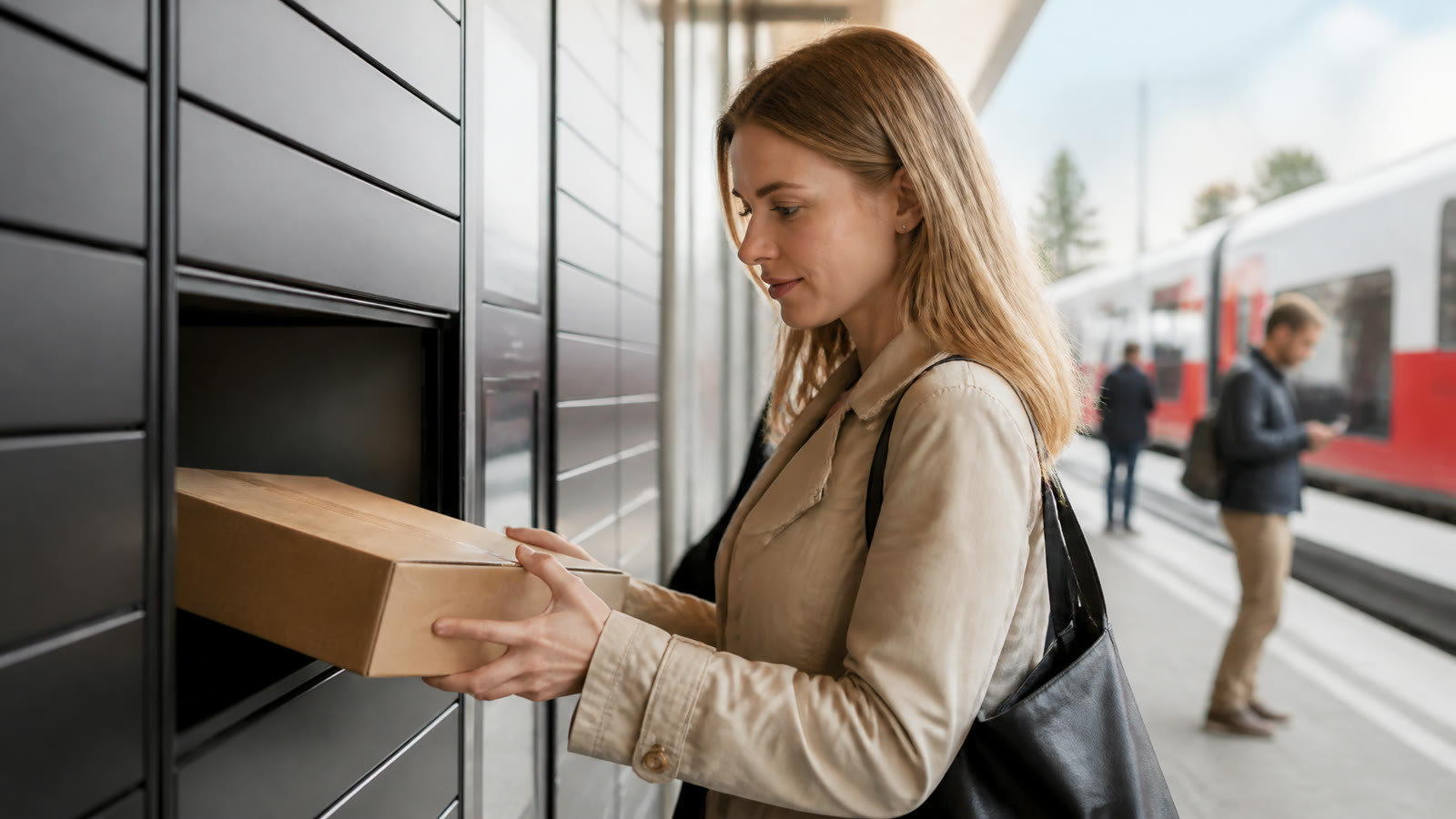 Fotorealistisches Beitragsbild zu "Revolution bei der Post: 50 neue 24/7 Stationen an Bahnhöfen - Was bedeutet das für uns?" mit Österreich-Bezug