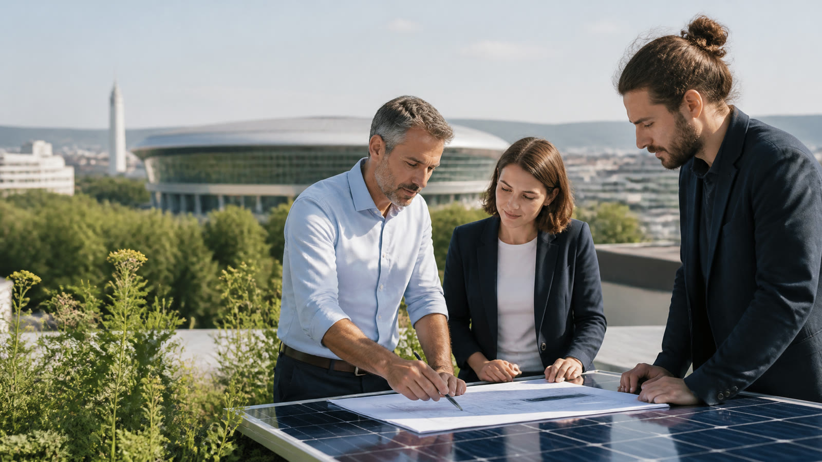 Fotorealistisches Beitragsbild zu "Revolutionär und nachhaltig: Wiens Eishockey-Arena wird zum Solar-Wunder!" mit Österreich-Bezug