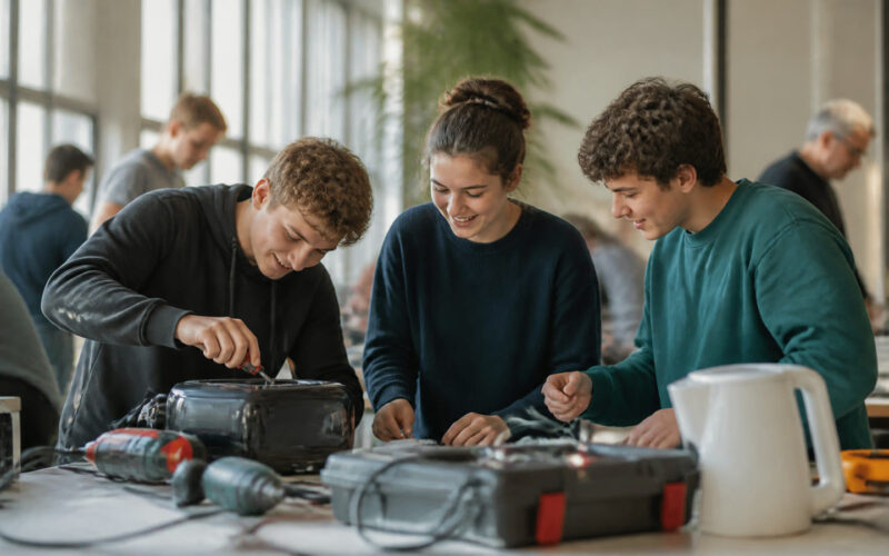 Fotorealistisches Beitragsbild zu "Junge Tüftler erobern Wien: Reparatur-Kultur-Projekt geht durch die Decke!" mit Österreich-Bezug