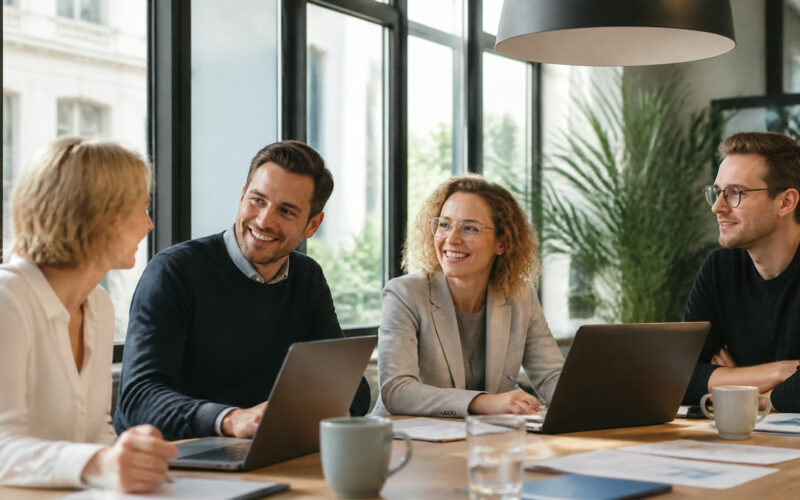 Fotorealistisches Beitragsbild zu "Ergonomie am Arbeitsplatz" mit Österreich-Bezug