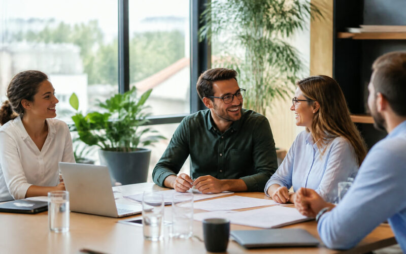 Fotorealistisches Beitragsbild zu "Das eigene Büro dekorieren" mit Österreich-Bezug