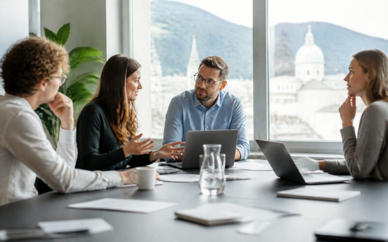 Fotorealistisches Beitragsbild zu "Homeoffice: Die optimale Work-Life-Balance finden" mit Österreich-Bezug