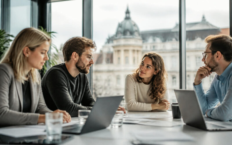 Fotorealistisches Beitragsbild zu "Österreichs Online-Jobportale im Vergleich" mit Österreich-Bezug