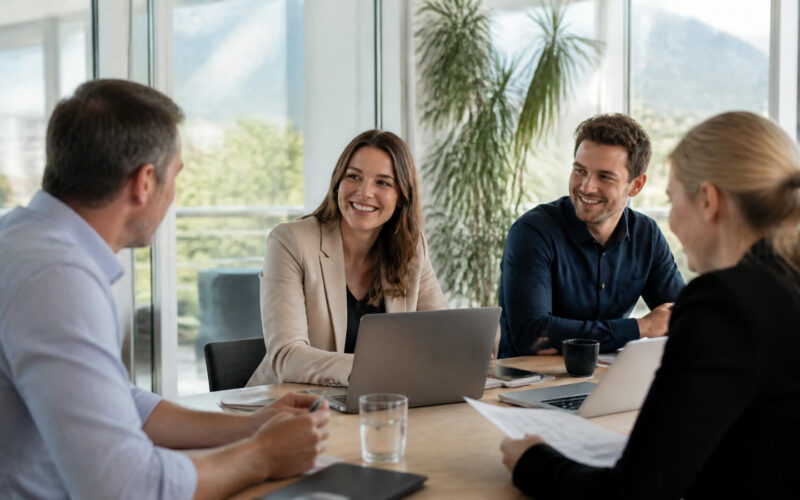 Fotorealistisches Beitragsbild zu "Die TOP 10 Arbeitgeber mit der besten Work-Life-Balance in Österreich" mit Österreich-Bezug