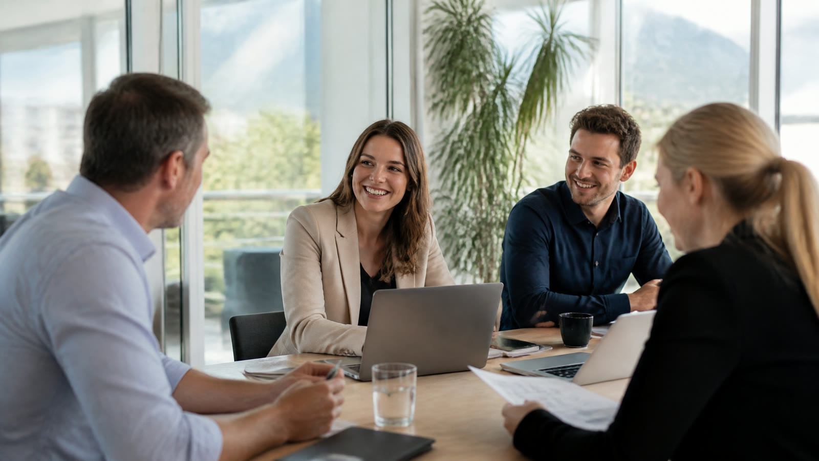 Fotorealistisches Beitragsbild zu "Die TOP 10 Arbeitgeber mit der besten Work-Life-Balance in Österreich" mit Österreich-Bezug