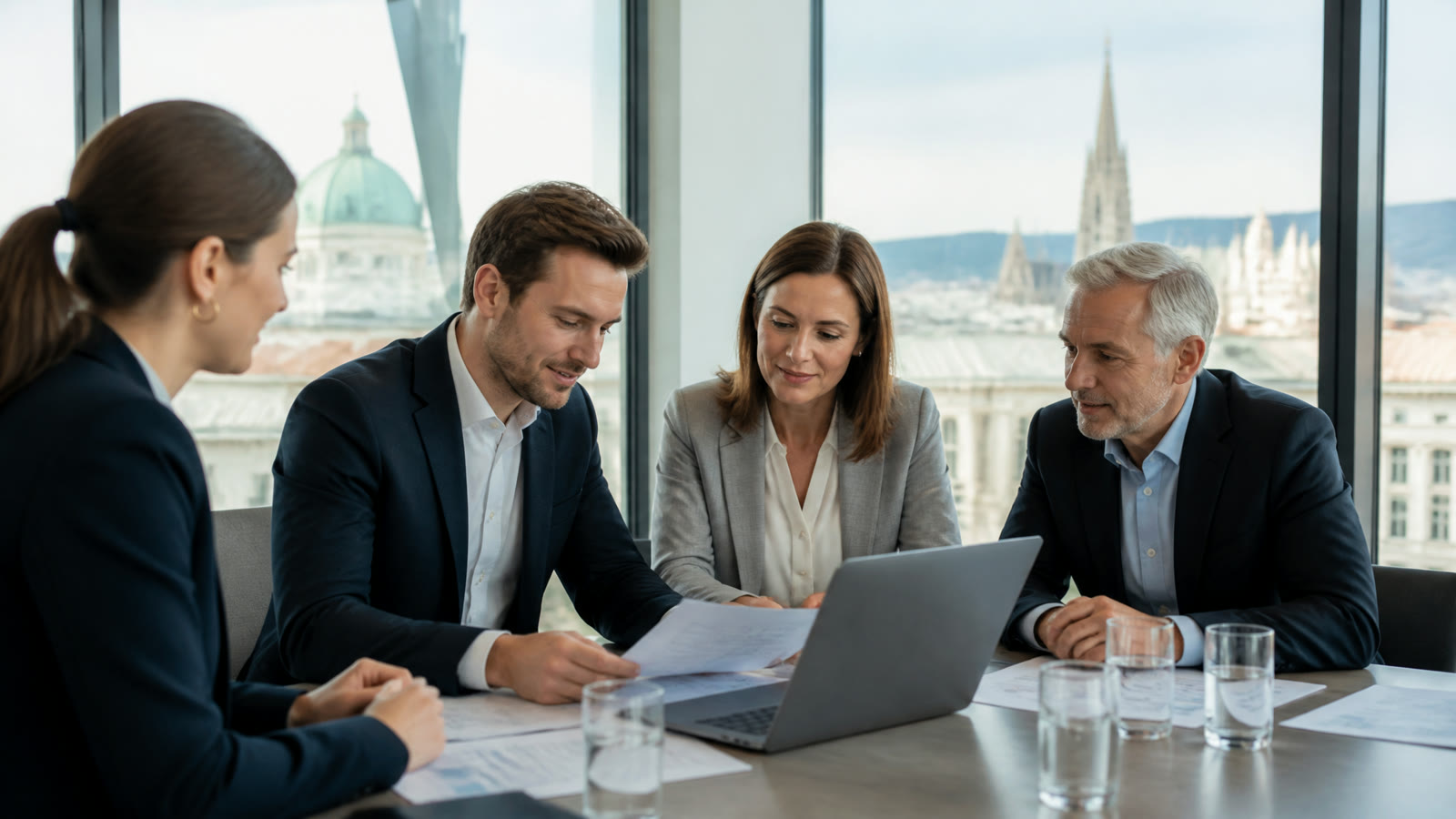 Fotorealistisches Beitragsbild zu "European Business Connect" mit Österreich-Bezug