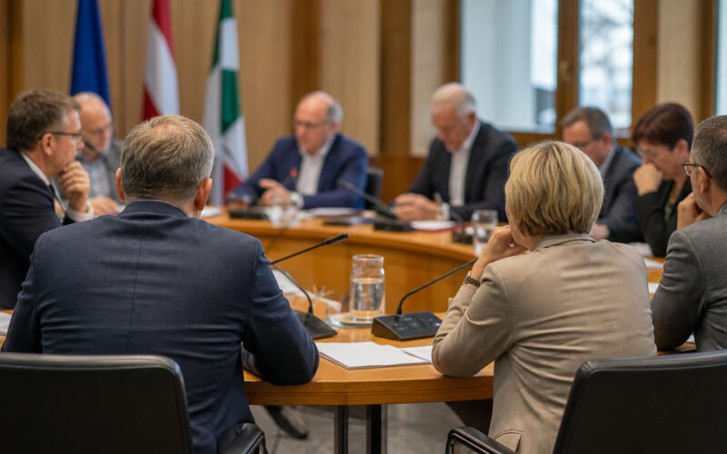 Kommunalpolitische Sitzung in einem österreichischen Gemeindehaus