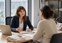 Elternteil bespricht den Wiedereinstieg nach der Karenz mit einer Personalverantwortlichen in einem österreichischen Büro