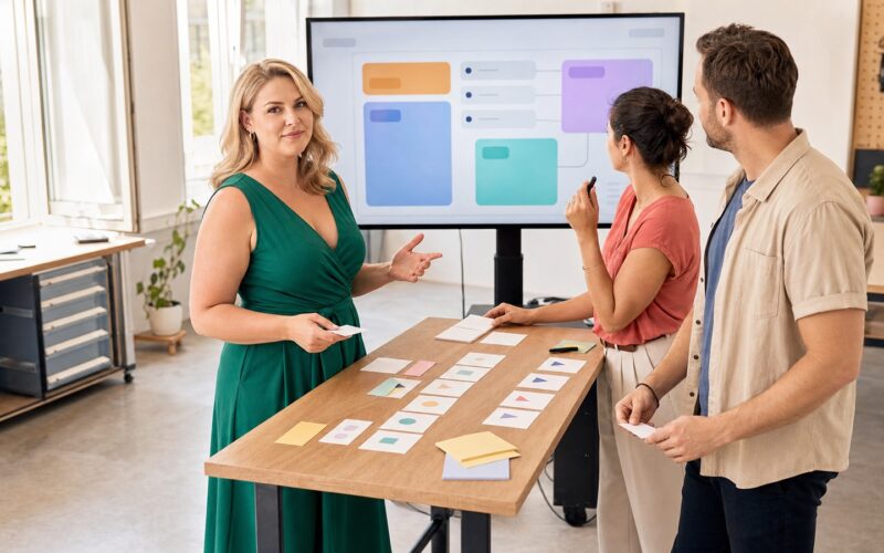 Erwachsene Beschäftigte üben in einem sommerlichen Workshop den verantwortungsvollen Einsatz künstlicher Intelligenz